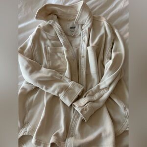 Aerie Oversized Shacket – Cream | Cozy Button-Up Jacket